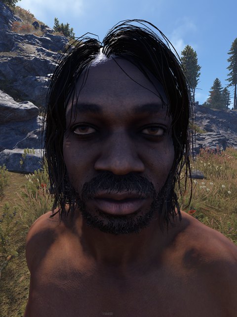 african male, bun, stubble